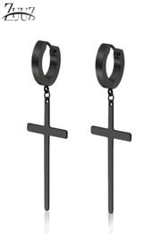 Stainless Steel Jewellery Bricos Charm Kpop Loop Hoop Earrings Black Small Piercing Hoops Long Charms Gifts For Men & Huggie5224793