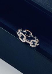 925 Sterling Silver Chain Link Ring CZ Diamond Wedding Finger Rings Hop Hip Fashion Jewellery Gift for Women235S8916425