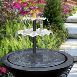Garden Decorations 1pc 5W Water Flow Solar Fountain With 1500mAh Built-in Battery Large Panel Double-layer Wave Shape LED Light