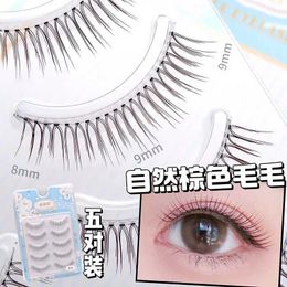 False Eyelashes 5 pairs of brown false eyelashes with transparent bands natural simulation caramel color extension handmade daily makeup tool Q240510