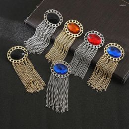 Brooches Metal Tassel Chain For Men Suit Collar Pin Crystal Fashion Badge Corsage Jewellery Clothing Accessories