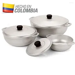 Cookware Sets 3Pieces Colombian Cast Aluminum Caldero Or Dutch Oven Set With Lid A Tight Fitting And Superior Heat Distribution