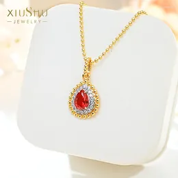 Chains Medieval Style Light Luxury Artificial Red Treasure Pendant Inlaid With High Carbon Diamonds Retro Temperament Versatile