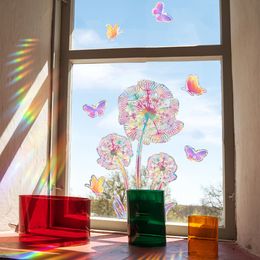 New Rainbow Dandelion Lotus Mermaid Sunlight Colourful Double sided Electrostatic Sticker Glass Window Sticker