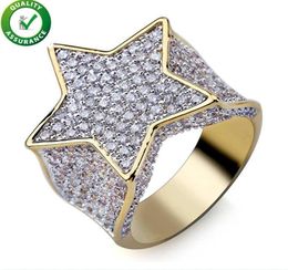 Mens Diamond Rings Hip Hop Jewelry Luxury Designer Iced Out Promise Gold Ring Micro Paved CZ Bling Band Punk Finger Ring Wedding A5755915