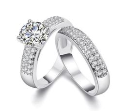 New Fashion Wedding Ring Fourclaw Micro Inlay Zircon Couple Ring Fashion AntiReal Diamond Ring Trade Jewellery Whole7032449