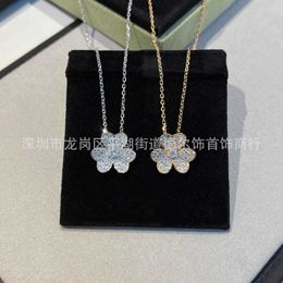 Designer Necklace Vanca Luxury Gold chain Full body V-gold full diamond clover necklace with high carbon diamond lucky grass collarbone chain