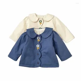 Jackets Girls Cardigan Doll Collar 2024 Fall Winter Baby Cute Sweet Clothing 0-3 Years Kids Children Top Flowers Coat