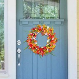 Decorative Flowers Wildflower Wreath Elegant Fashion 40cm Ornament Simple Hanging Artificial For Front Door Holiday Wall Patio Garden
