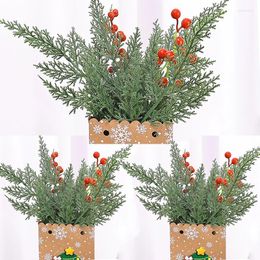 Decorative Flowers Artificial Pine Branches Plastic Faux Leaves Picks Fake Christmas Greenery Sprigs DIY Garland Wreath Decor