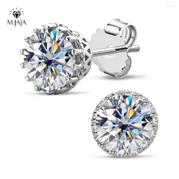 Stud Earrings M-JAJA Real Moissanite Round Cut 1ct D Color VVSI 18K White Gold Plated S925 Sterling Silver Fine Jewelry Gift