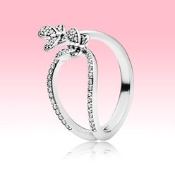 NEW Sparkling Butterfly Open Ring Women Grils Summer Jewellery for 925 Sterling Silver CZ diamond Wedding Rings with Original box7278113