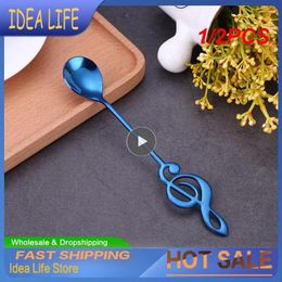 Spoons 1/2PCS Stainless Steel Musical Notes Coffee Spoon Stirring Cup Music Stick Ice Cream Kitchen Tool Accessories