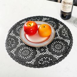 Table Mats Nordic Style Waterproof Anti-slip Kitchen Placemat Round PVC Imitation Lace Pad Dish Mug Coffee Cup Mat Home Decor