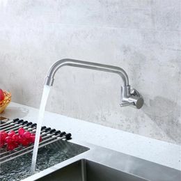 Kitchen Faucets Wall Mounted Faucet Single Cold Sink Tap 360 Degree Swivel Holes