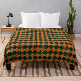 Blankets Harlequin In Orange And Green Throw Blanket Quilt Soft Plush Plaid For Sofa