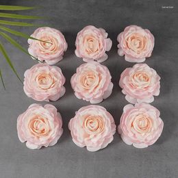 Decorative Flowers 4PCS 10CM Artificial Dew Lotus Head High-end Silk Flower Home Decoration Wall Arch Ceiling