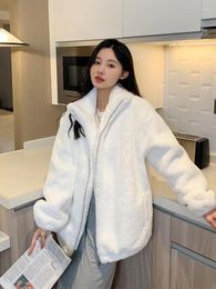 Women's Fur White Otter Eco-friendly Plush Coat Short 2024 Thickened Lamb Wool Winter