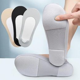 Women Socks Boat Invisible Low-cut Shallow Shockproof Sponge Anti-slip High Elasticity Soft Breathable No Odor Cuttable