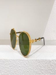 Round Pilot Sunglasses Gold Green Lens Sunnies Sun Glasses for men Fashion Shades Holiday Eyewear UV400 with box8195759