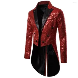 Men's Suits Shiny Gold Sequins Glitter Tailcoat Suit Jacket Male Double Breasted Wedding Groom Tuxedo Blazer Party Stage Costume