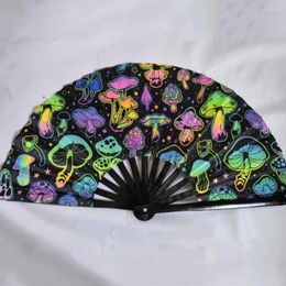 Decorative Figurines Folding Fan Bamboo Bone Colorful Rave Fans Vibrant Hand For Festival Dancing Parties Gifts Men