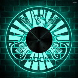 Wall Clocks Double Guitars Clock Musical Instrument Acrylic Silhouette Art Handmade Gift For Musician Home Decorative