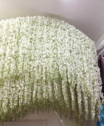 24 Colours Artificial Silk Wisteria Flowers Hanging Fake Hydrangea 100pcs Romantic Wedding Garland Vine Lvy Ceiling Decoration3841702