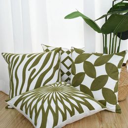 Pillow Nordic Green Striped Embroidery Pillowcover Throw Cover Living Room Decoration Sofa Bed Office Waist Pillowcase 40818