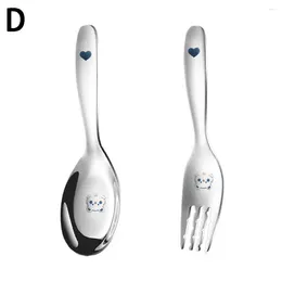 Spoons Stainless Steel Kids Cutlery Cartoon Pattern Carving Child Cute Flatware Spoon Fork Eco Feeding Tableware Safe Baby Friendl B5J3