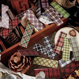 Gift Wrap 20 Pcs/pack Vintage Plaid Series Stickers Decoration Diary Scrapbooking Material Handmade Adhesive DIY Sticker