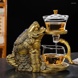 Teaware Sets Gold Toad Glass Lazy Man Full Automatic Tea Set Household Magnetic Suction Teapot Infuser Luxury Chinese