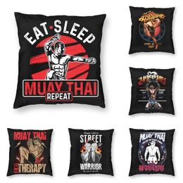 Pillow Eat Sleep Muay Thai Nordic Throw Cover Home Decorative Kickboxing Thailand Boxing S Covers For Sofa Living Room