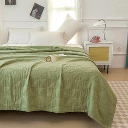 Blankets Cotton Gauze Blanket 4 Layers Bed Linen Jacquard Plaid Stitch Summer And Bedspreads Solid Colour Coverlets