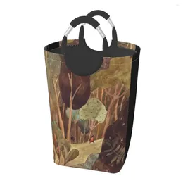 Laundry Bags A Girl And Dog Are Walking In Deep Green Forest Dirty Clothes Pack