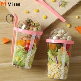 Dinnerware Plastic Cup Be Easy To Carry About No Cross Flavour Modern Style Grade Sealed Container Set Salad Reusable Oat