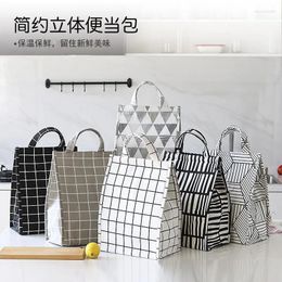 Storage Bags White Plaid Cooler Functional Lunch Box School Convenient Food Bag Thermal Dinner Containers For Child