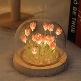 Party Favor LED Tulip Night Light Handmade DIY Lamp Flower Christmas Valentine's Day Gift Atmosphere Destkop Decorations