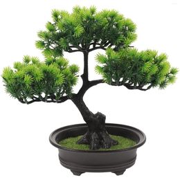 Decorative Flowers Welcome Pine Flower Potted Artificial Bonsai Adornments Fake Green Decors Japanese Home Ornaments Faux Greenery Song