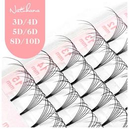 False Eyelashes NATUHANA eyelashes Korean BASF 3D-10D prefabricated Russian roll fan eyelash extension Cilios makeup tool Q240510