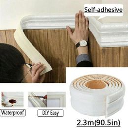 Window Stickers 3D Self-adhesive Wall Sticker Removable White Waterproof Corner Waist Line Home Decor