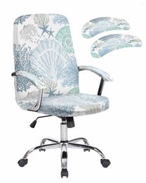 Chair Covers Ocean Shell Starfish Coral Conch Elastic Office Cover Gaming Computer Armchair Protector Seat