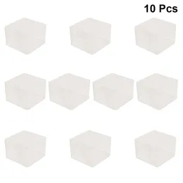 Disposable Cups Straws 10pcs Clear Plastic Dessert Container Mille Crepe Cake Boxes With Lid Ice Cream Cupcake Case