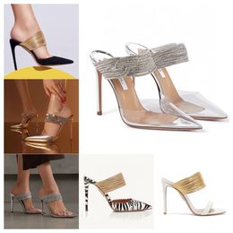 Luxury women's sandals summer leather high heels slippers pointed exposed heels sexy dresses slim high heels