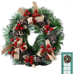 Decorative Flowers Christmas Wreath Door Pine Cones Artificial Outdoor Winter Non Fading Exquisite And Realistic For