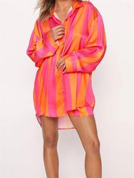 Home Clothing Doury Women Summer Pyjama Sets Striped Loungewear Long Sleeve Button Up Shirts Elastic Shorts 2 Pieces Night Sleepwear