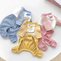 Dog Apparel Colorblocking Striped Cute Printed Pet Four-Legged Clothes Housecoat Puppy Bichon Teddy Schnauzer Jumpsuit Fall