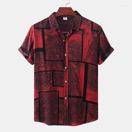 Men's Casual Shirts Mens Designer Clothing Stripe Print Oversized Summer 2024 Travel Hawaii Beach Hawaiian Harajuku Street Camisa Masculino