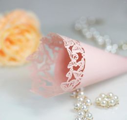 Party Favour 100pcs Wedding Supplies Laser Cutout Flower Paper Tube White Butterfly Lace