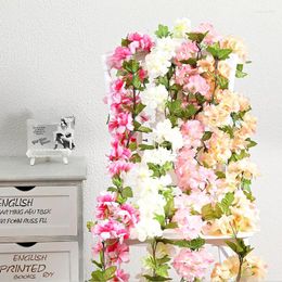 Decorative Flowers 220cm Artificial Cherry Blossoms Silk Flower Rattan Vines DIY Crafts Garland Wedding Scrapbooking Home Decor Party
